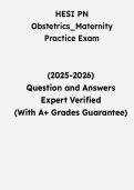 HESI PN Obstetrics Maternity Practice Exam &vert; Questions & Verified Answers &vert; Comprehensive HESI PN Maternity Nursing Exam Review Study Guide PDF &vert; 2026