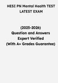 HESI PN Mental Health Test Latest Exam &vert; Questions & Verified Answers &vert; Comprehensive HESI PN Mental Health Nursing Exam Review Study Guide PDF &vert; 2026