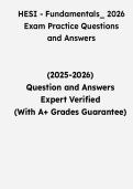 HESI Fundamentals 2026 Exam Practice Questions and Answers &vert; Verified Answers &vert; Comprehensive HESI Nursing Fundamentals Exam Review Study Guide PDF &vert; 2026