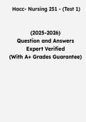 HACC Nursing 251 Test 1 &vert; Questions & Verified Answers &vert; Comprehensive NURS 251 Nursing Exam Review Study Guide PDF &vert; 2026