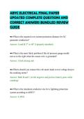 ABYC ELECTRICAL FINAL PAPER&NewLine;UPDATED COMPLETE QUESTIONS AND&NewLine;CORRECT ANSWERS BUNDLED REVIEW&NewLine;GUIDE