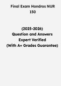 Hondros NUR 150 Final Exam &vert; Questions & Verified Answers &vert; Comprehensive Nursing Fundamentals Exam Review Study Guide PDF &vert; 2026