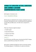 AHIMA CCS UPDATED ACTUAL QUESTIONS&NewLine;AND CORRECT ANSWERS&NewLine;COMPREHENSIVE STUDY GUIDE&NewLine;