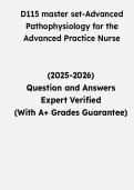 WGU D115 Advanced Pathophysiology Master Set &vert; Questions & Verified Answers &vert; Comprehensive Advanced Practice Nurse Pathophysiology Exam Review Study Guide PDF &vert; 2026