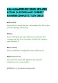 AQA AS MACROECONOMICS UPDATED&NewLine;ACTUAL QUESTIONS AND CORRECT&NewLine;ANSWERS COMPLETE STUDY GUIDE&NewLine;