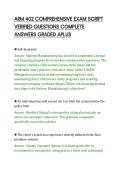 ARM 402 COMPREHENSIVE EXAM SCRIPT&NewLine;VERIFIED QUESTIONS COMPLETE&NewLine;ANSWERS GRADED APLUS&NewLine;