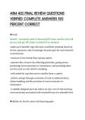 ARM 402 FINAL REVIEW QUESTIONS&NewLine;VERIFIED COMPLETE ANSWERS 100&NewLine;PERCENT CORRECT