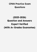 CPAN Practice Exam Questions &vert; Questions & Verified Answers &vert; Comprehensive Certified Post Anesthesia Nurse Exam Review Study Guide PDF &vert; 2026