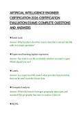 ARTIFICIAL INTELLIGENCE ENGINEER&NewLine;CERTIFICATION 2026 CERTIFICATION&NewLine;EVALUATION EXAMS COMPLETE QUESTIONS&NewLine;AND ANSWERS&NewLine;
