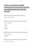 ARTIFICIAL INTELLIGENCE ENGINEER&NewLine;CERTIFICATION 2026 EXAM PREP QUESTIONS&NewLine;AND ANSWERS VIEW AHEAD PRACTICE&NewLine;SOLUTION&NewLine;