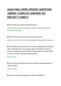 ASAM FINAL PAPER UPDATED QUESTIONS&NewLine;VERIFIED COMPLETE ANSWERS 100&NewLine;PERCENT CORRECT&NewLine;
