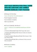 ASAP PACE CERTIFICATION FINAL PAPER&NewLine;UPDATED QUESTIONS AND CORRECT&NewLine;ANSWERS BUNDLED STUDY PACKAGE&NewLine;