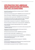 CPR PRACTICE TEST&comma; AMERICAN HEART ASSOCIATION CPR REVEIW&comma; CPR TEST &lpar;25 QUESTIONS&rpar; 