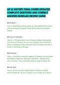 AP US HISTORY FINAL PAPER UPDATED&NewLine;COMPLETE QUESTIONS AND CORRECT&NewLine;ANSWERS BUNDLED REVIEW GUIDE&NewLine;
