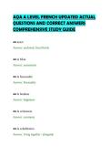AQA A LEVEL FRENCH UPDATED ACTUAL&NewLine;QUESTIONS AND CORRECT ANSWERS&NewLine;COMPREHENSIVE STUDY GUIDE