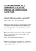 ATI CAPSTONE LEADERSHIP TEST 70&NewLine;COMPREHENSIVE EXAM 2026 FULL&NewLine;QUESTIONS AND CORRECT ANSWERS&NewLine;ALREADY PASSED&NewLine;