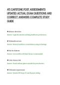 ATI CAPSTONE POST ASSESSMENTS&NewLine;UPDATED ACTUAL EXAM QUESTIONS AND&NewLine;CORRECT ANSWERS COMPLETE STUDY&NewLine;GUIDE&NewLine;