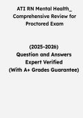 ATI RN Mental Health Comprehensive Review for Proctored Exam &vert; Questions & Verified Answers &vert; Complete Mental Health Nursing Exam Review Study Guide PDF &vert; 2026