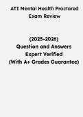 ATI Mental Health Proctored Exam Review &vert; Questions & Verified Answers &vert; Comprehensive Mental Health Nursing Exam Review Study Guide PDF &vert; 2026