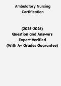 Ambulatory Nursing Certification Exam &vert; Questions & Verified Answers &vert; Comprehensive Ambulatory Care Nursing Exam Review Study Guide PDF &vert; 2026