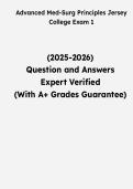 Jersey College Advanced Medical-Surgical Principles Exam 1 &vert; Questions & Verified Answers &vert; Comprehensive Advanced Med-Surg Nursing Exam Review Study Guide PDF &vert; 2026