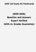ADN 110 Exam 1 Flashcards &vert; Questions & Verified Answers &vert; Comprehensive ADN Nursing Exam Review Study Guide PDF &vert; 2026