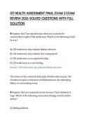 ATI HEALTH ASSESSMENT FINAL EXAM 3 EXAM&NewLine;REVIEW 2026 SOLVED QUESTIONS WITH FULL&NewLine;SOLUTION&NewLine;