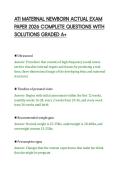 ATI MATERNAL NEWBORN ACTUAL EXAM&NewLine;PAPER 2026 COMPLETE QUESTIONS WITH&NewLine;SOLUTIONS GRADED A&plus;&NewLine;