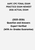 AAPC CPC Final Exam Practice Exam &vert; Questions & Verified Answers &vert; Comprehensive CPC Medical Coding Certification Exam Review Study Guide PDF &vert; 2026