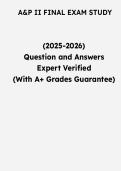 A&P II Final Exam Study &vert; Questions & Verified Answers &vert; Comprehensive Anatomy & Physiology II Exam Review Study Guide PDF &vert; 2026