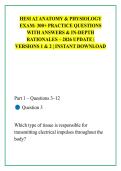 HESI A2 ANATOMY & PHYSIOLOGY&NewLine;EXAM&colon; 300&plus; PRACTICE QUESTIONS&NewLine;WITH ANSWERS & IN-DEPTH&NewLine;RATIONALES &ndash; 2026 UPDATE &vert;&NewLine;VERSIONS 1 & 2 &vert; INSTANT DOWNLOAD
