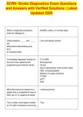 SCRN- Stroke Diagnostics Exam Questions&NewLine;and Answers with Verified Solutions &vert; Latest&NewLine;Updated 2026