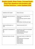 Shadow Health- Brian Foster- Focused Exam&colon;&NewLine;Chest Pain Questions and Answers with&NewLine;Verified Solutions &vert; Latest Updated 2026