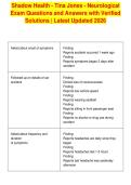 Shadow Health - Tina Jones - Neurological&NewLine;Exam Questions and Answers with Verified&NewLine;Solutions &vert; Latest Updated 2026