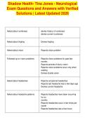Shadow Health- Tina Jones - Neurological&NewLine;Exam Questions and Answers with Verified&NewLine;Solutions &vert; Latest Updated 2026