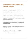 Claims Adjuster Exam Questions With Complete Solutions
