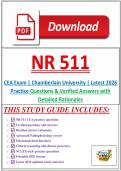 NR 511 CEA Exam &vert; Chamberlain University &vert; Latest 2026 Practice Questions & Verified Answers with Detailed Rationales