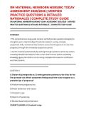 RN MATERNAL NEWBORN NURSING TODAY ASSESSMENT 2025&sol;2026 &vert; VERIFIED PRACTICE QUESTIONS & DETAILED RATIONALES &vert; COMPLETE STUDY GUIDE