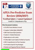 APEA Pre-Predictor 2026 Exam Test Bank &vert; 130&plus; Questions with Correct Answers & Rationales &vert; 100&percnt; Guaranteed Pass &ndash; Complete A&plus; Guide