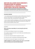 BSN 206 HALLMARK EXAM 2026&sol;2027 &vert; FOUNDATIONS OF NURSING FUNDAMENTALS &vert; VERIFIED PRACTICE QUESTIONS & DETAILED ANSWERS