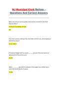 NJ Municipal Clerk Review &vert; Complete Exam Questions and Answers