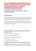 CNT CLEAN NEEDLE TECHNIQUE EXAM A & B 2026 &vert; VERIFIED PRACTICE QUESTIONS & DETAILED ANSWERS &vert; COMPLETE CERTIFICATION STUDY GUIDE
