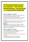 ATI RN Fundamentals Exam Actual Exam 2026&sol;2027 &ndash; 100&percnt; Verified &vert; Detailed Rationales &ndash; Pass Guaranteed &ndash; A&plus; Graded INSTANT DOWNLOAD