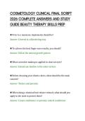 COSMETOLOGY CLINICAL FINAL SCRIPT&NewLine;2026 COMPLETE ANSWERS AND STUDY&NewLine;GUIDE BEAUTY THERAPY SKILLS PREP