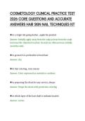 COSMETOLOGY CLINICAL PRACTICE TEST&NewLine;2026 CORE QUESTIONS AND ACCURATE&NewLine;ANSWERS HAIR SKIN NAIL TECHNIQUES KIT