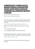 COSMETOLOGY FLORIDA STATE&NewLine;BOARD CLINICAL EXAM REVIEW&NewLine;STUDY GUIDE WITH ACCURATE&NewLine;ANSWERS 2026 COMPLETE REVIEW&NewLine;PACKAGE