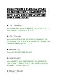 COSMETOLOGY FLORIDA STATE&NewLine;BOARD CLINICAL EXAM REVIEW&NewLine;WITH 100&percnt; CORRECT ANSWERS&NewLine;2026 VERIFIED A&plus;