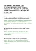 ATI NURSING LEADERSHIP AND&NewLine;MANAGEMENT EXAM PREP 2026 FULL&NewLine;QUESTION COLLECTION WITH EXPERT&NewLine;SOLUTIONS&NewLine;