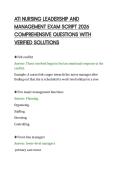 ATI NURSING LEADERSHIP AND&NewLine;MANAGEMENT EXAM SCRIPT 2026&NewLine;COMPREHENSIVE QUESTIONS WITH&NewLine;VERIFIED SOLUTIONS&NewLine;