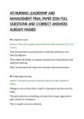 ATI NURSING LEADERSHIP AND&NewLine;MANAGEMENT FINAL PAPER 2026 FULL&NewLine;QUESTIONS AND CORRECT ANSWERS&NewLine;ALREADY PASSED&NewLine;